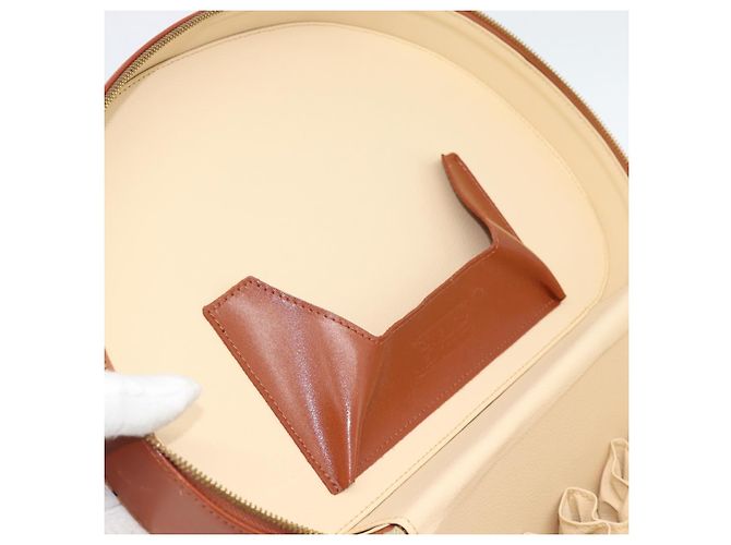 MCM Vicetos Logogram Vanity Hand Bag PVC Leather 2way Brown Gold Auth SW2380A Golden - view 19