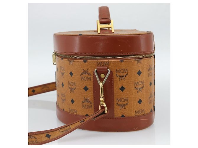 MCM Vicetos Logogram Vanity Hand Bag PVC Leather 2way Brown Gold Auth SW2380A Golden - view 5