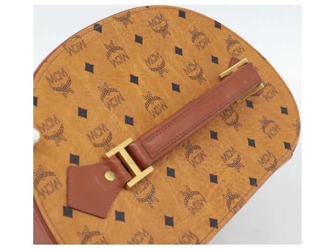 MCM Vicetos Logogram Vanity Hand Bag PVC Leather 2way Brown Gold Auth SW2380A Golden - view 6