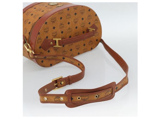 MCM Vicetos Logogram Vanity Hand Bag PVC Leather 2way Brown Gold Auth SW2380A Golden - view 9
