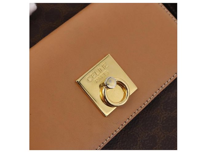 Céline Borsa Tote CELINE Macadam in tela PVC e pelle marrone beige oro Autentica am11883V D'oro - vista 15