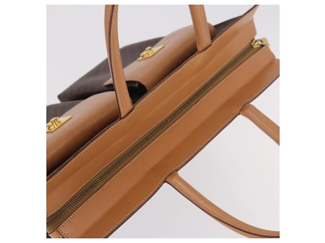 Céline Borsa Tote CELINE Macadam in tela PVC e pelle marrone beige oro Autentica am11883V D'oro - vista 6