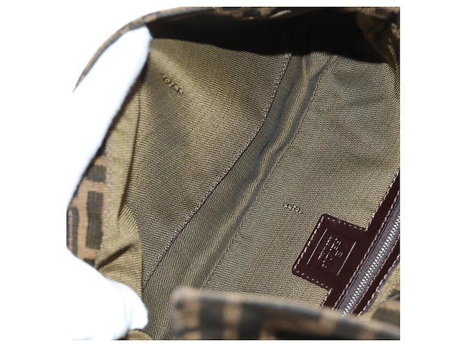 FENDI Zucca Canvas Mamma Baguette Shoulder Bag Black Brown Auth 185313M Marrone Nero - vista 10
