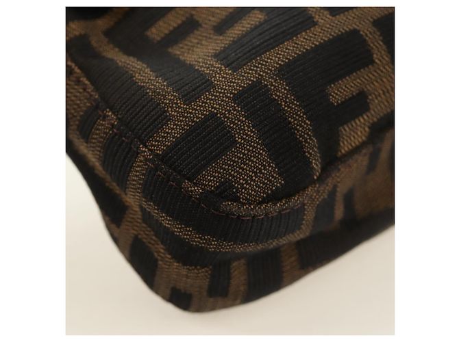 FENDI Zucca Canvas Mamma Baguette Shoulder Bag Black Brown Auth 185313M Marrone Nero - vista 15