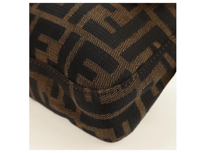 FENDI Zucca Canvas Mamma Baguette Shoulder Bag Black Brown Auth 185313M Marrone Nero - vista 16