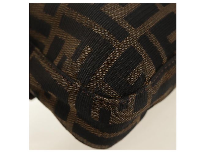 FENDI Zucca Canvas Mamma Baguette Shoulder Bag Black Brown Auth 185313M Marrone Nero - vista 17