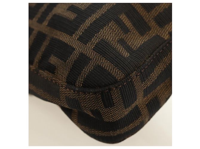 FENDI Zucca Canvas Mamma Baguette Shoulder Bag Black Brown Auth 185313M Marrone Nero - vista 18
