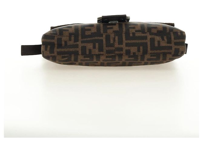FENDI Zucca Canvas Mamma Baguette Shoulder Bag Black Brown Auth 185313M Marrone Nero - vista 5