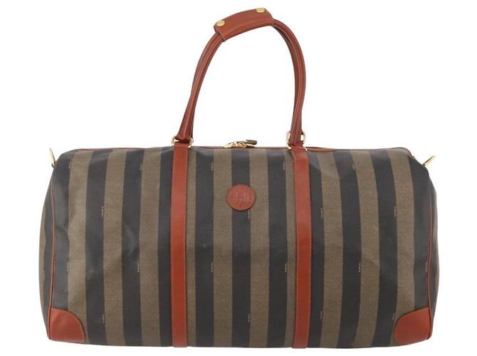 Pequin FENDI Boston Bag aus Pecan Canvas PVC Schwarz Braun Authentisch am11753 - Ansicht 13