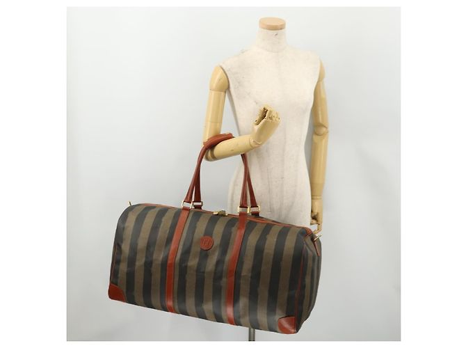 Pequin FENDI Boston Bag aus Pecan Canvas PVC Schwarz Braun Authentisch am11753 - Ansicht 26