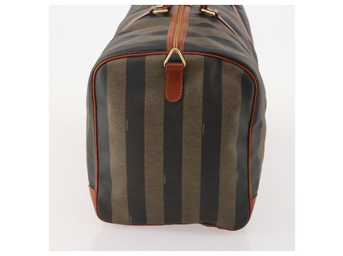 Pequin FENDI Boston Bag aus Pecan Canvas PVC Schwarz Braun Authentisch am11753 - Ansicht 4