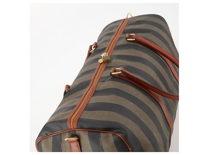 Pequin FENDI Boston Bag aus Pecan Canvas PVC Schwarz Braun Authentisch am11753 - Ansicht 6