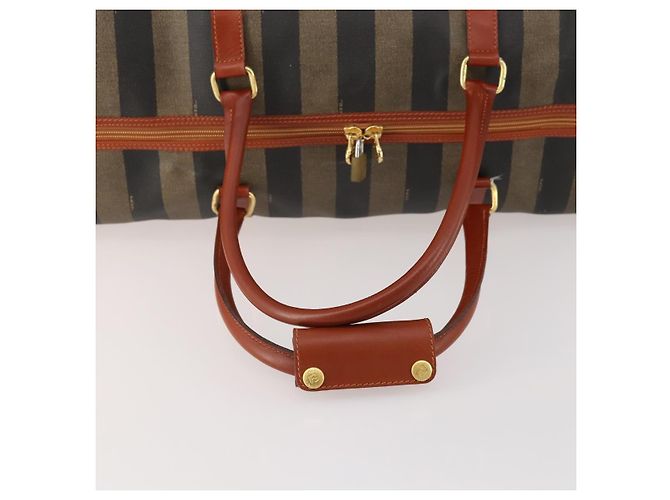 Pequin FENDI Boston Bag aus Pecan Canvas PVC Schwarz Braun Authentisch am11753 - Ansicht 7