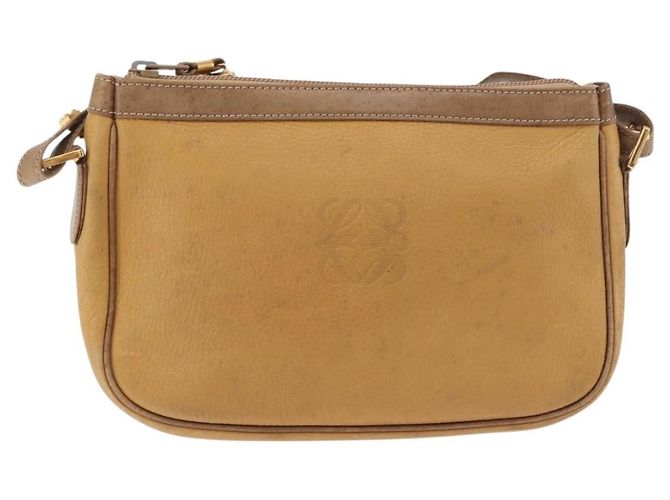 Borsa a Spalla LOEWE Anagram in Pelle Beige Oro Auth 186856 D'oro - vista 13