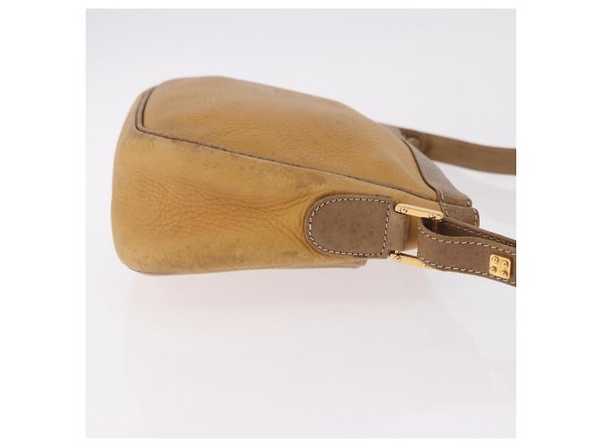 Borsa a Spalla LOEWE Anagram in Pelle Beige Oro Auth 186856 D'oro - vista 3