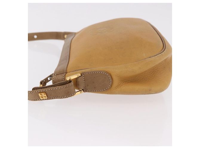 Borsa a Spalla LOEWE Anagram in Pelle Beige Oro Auth 186856 D'oro - vista 4