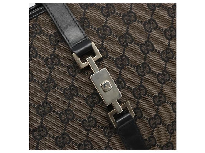 Borsa Tote GUCCI GG Canvas Jackie Dark Brown Silver 002 1064 3444 Auth 187330 - vista 14