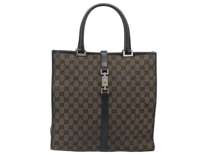 Borsa Tote GUCCI GG Canvas Jackie Dark Brown Silver 002 1064 3444 Auth 187330 - vista 2