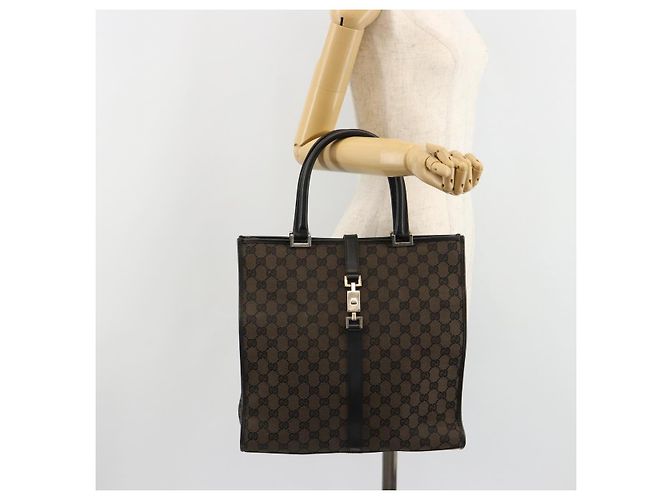 Borsa Tote GUCCI GG Canvas Jackie Dark Brown Silver 002 1064 3444 Auth 187330 - vista 23