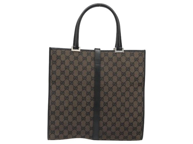 Borsa Tote GUCCI GG Canvas Jackie Dark Brown Silver 002 1064 3444 Auth 187330 - vista 3