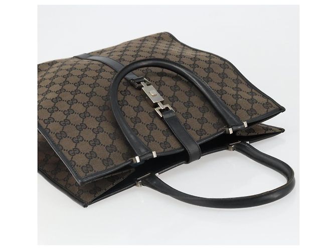 Borsa Tote GUCCI GG Canvas Jackie Dark Brown Silver 002 1064 3444 Auth 187330 - vista 6