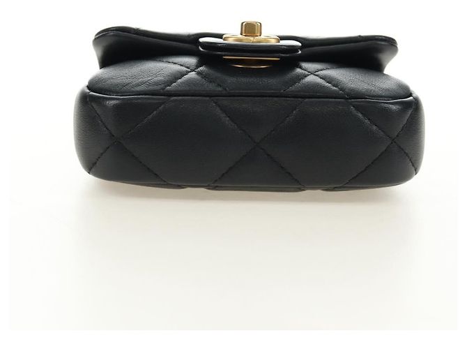 CHANEL Matelasse Chain Shoulder Pouch Lamb Skin 2way Black CC Auth 185439SAM Nero D'oro - vista 12