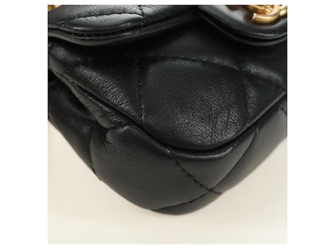 CHANEL Matelasse Chain Shoulder Pouch Lamb Skin 2way Black CC Auth 185439SAM Nero D'oro - vista 13