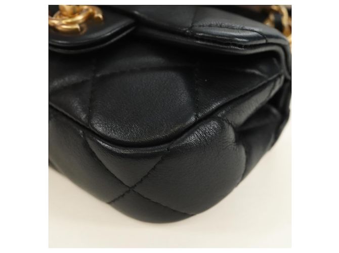 CHANEL Matelasse Chain Shoulder Pouch Lamb Skin 2way Black CC Auth 185439SAM Nero D'oro - vista 14