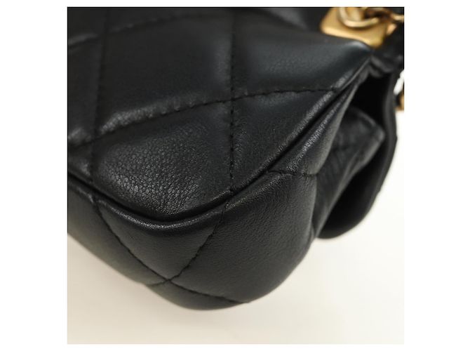 CHANEL Matelasse Chain Shoulder Pouch Lamb Skin 2way Black CC Auth 185439SAM Nero D'oro - vista 16