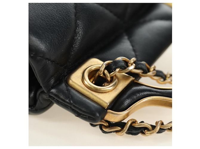 CHANEL Matelasse Chain Shoulder Pouch Lamb Skin 2way Black CC Auth 185439SAM Nero D'oro - vista 18
