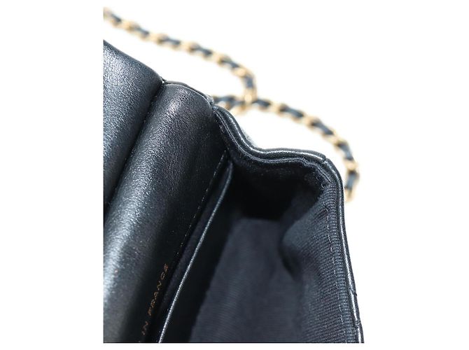 CHANEL Matelasse Chain Shoulder Pouch Lamb Skin 2way Black CC Auth 185439SAM Nero D'oro - vista 22