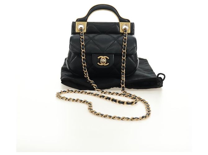 CHANEL Matelasse Chain Shoulder Pouch Lamb Skin 2way Black CC Auth 185439SAM Nero D'oro - vista 28