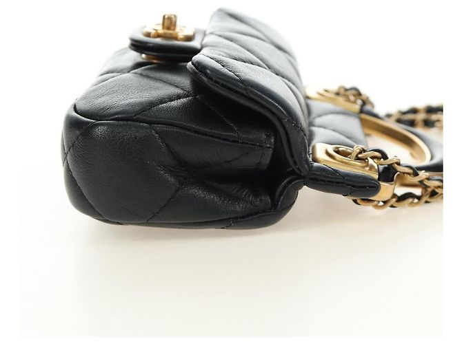 CHANEL Matelasse Chain Shoulder Pouch Lamb Skin 2way Black CC Auth 185439SAM Nero D'oro - vista 5
