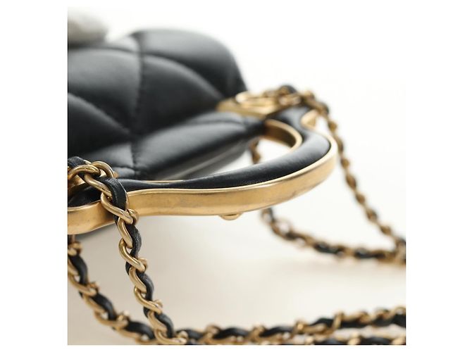 CHANEL Matelasse Chain Shoulder Pouch Lamb Skin 2way Black CC Auth 185439SAM Nero D'oro - vista 7