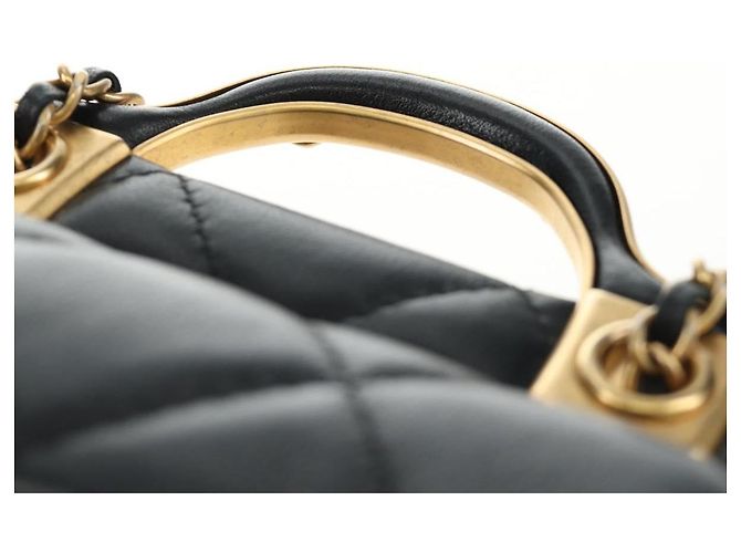 CHANEL Matelasse Chain Shoulder Pouch Lamb Skin 2way Black CC Auth 185439SAM Nero D'oro - vista 8