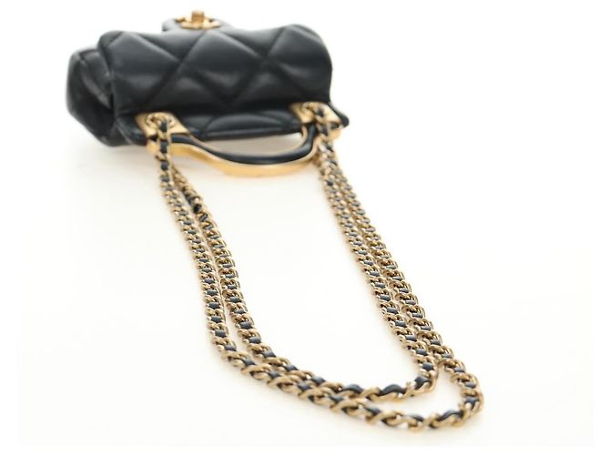 CHANEL Matelasse Chain Shoulder Pouch Lamb Skin 2way Black CC Auth 185439SAM Nero D'oro - vista 9