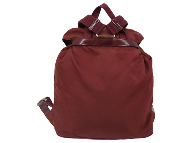 Mochila PRADA Nylon Rojo Plata Auth ti3983A Roja - vista 2