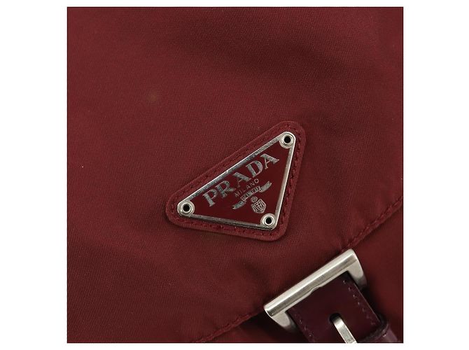Mochila PRADA Nylon Rojo Plata Auth ti3983A Roja - vista 20