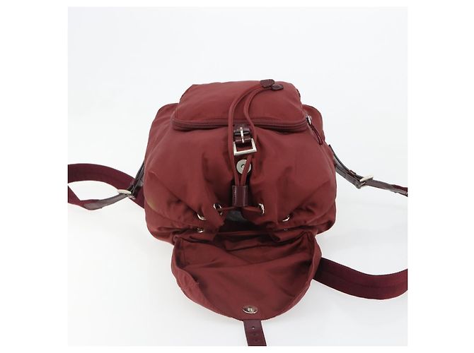 Mochila PRADA Nylon Rojo Plata Auth ti3983A Roja - vista 23