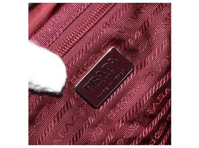 Mochila PRADA Nylon Rojo Plata Auth ti3983A Roja - vista 25