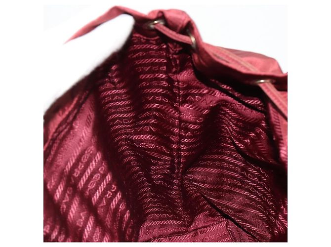 Mochila PRADA Nylon Rojo Plata Auth ti3983A Roja - vista 27