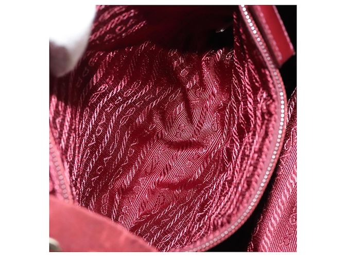 Mochila PRADA Nylon Rojo Plata Auth ti3983A Roja - vista 29