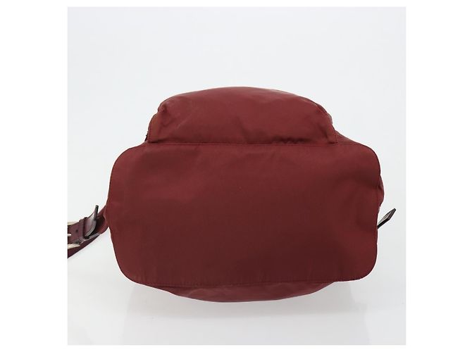 Mochila PRADA Nylon Rojo Plata Auth ti3983A Roja - vista 5
