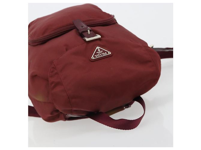 Mochila PRADA Nylon Rojo Plata Auth ti3983A Roja - vista 6