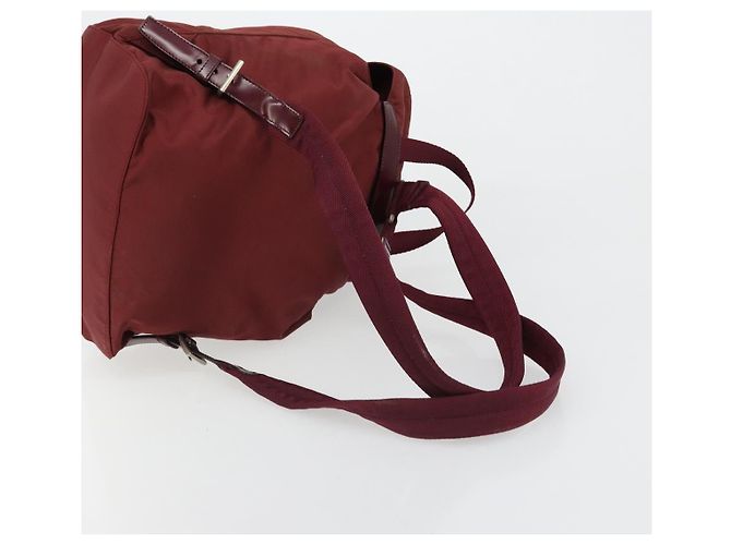 Mochila PRADA Nylon Rojo Plata Auth ti3983A Roja - vista 8