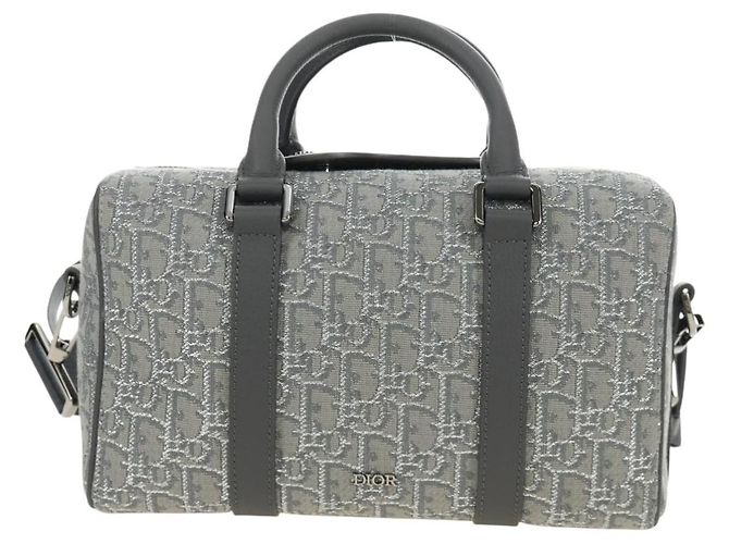 Borsa Boston Christian Dior Trotter Canvas 2way Grigio Argento Auth 184998SM Marrone - vista 2