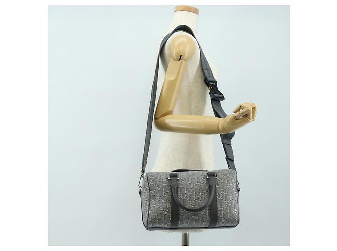 Borsa Boston Christian Dior Trotter Canvas 2way Grigio Argento Auth 184998SM Marrone - vista 25