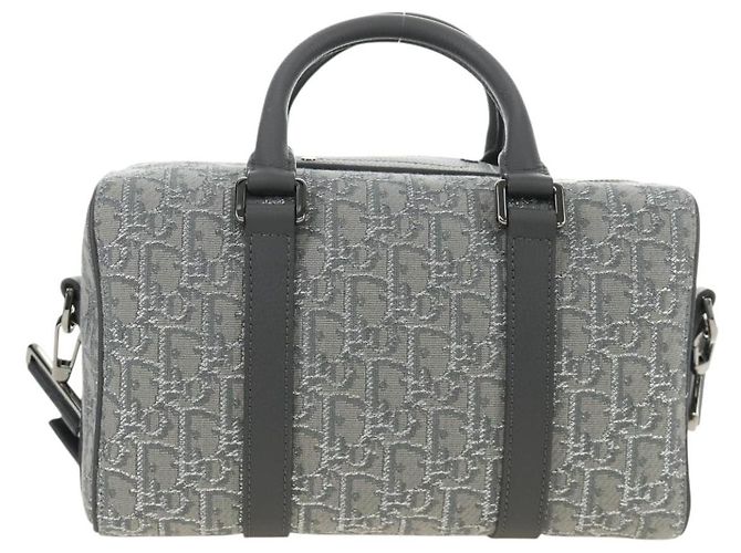 Borsa Boston Christian Dior Trotter Canvas 2way Grigio Argento Auth 184998SM Marrone - vista 3