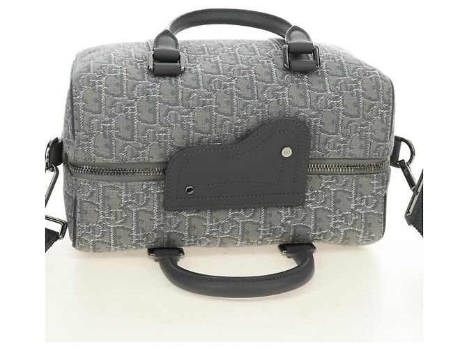 Borsa Boston Christian Dior Trotter Canvas 2way Grigio Argento Auth 184998SM Marrone - vista 6