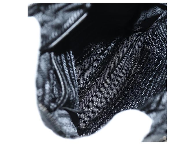 Borsa a Spalla PRADA Nylon Nero Argento 2VH112 Auth am11844SM - vista 11
